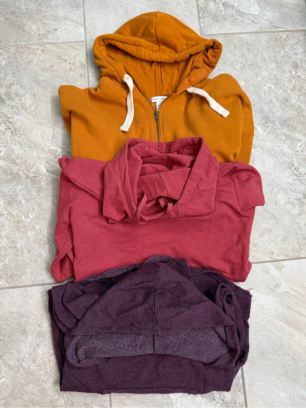 Set of Three Women’s Cozy Fall Hoodies - Mustard, Burnt Red, Plum